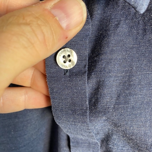 Calvin Klein Dark Navy Men's Premium Long Sleeve Button Up‎ Shirt Size Large - Picture 5 of 12